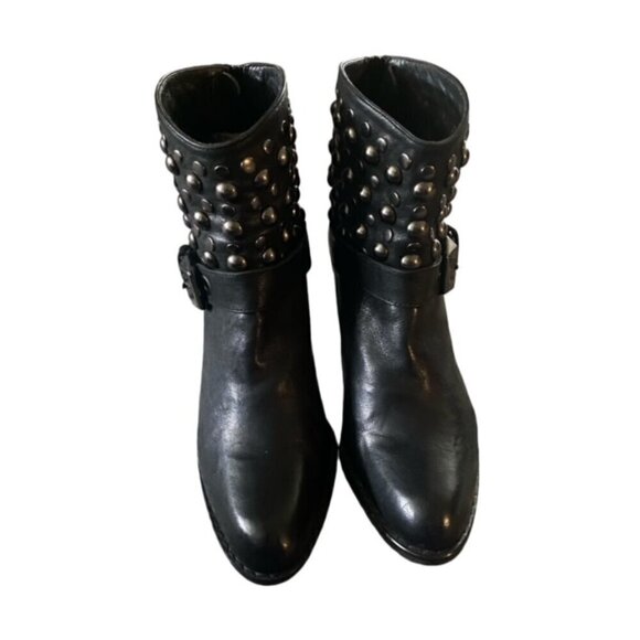 Stuart Weitzman Black Studded Leather Boots 7 - Picture 3 of 7